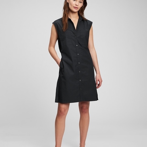 The Gap Black Utility Sleeveless Shirtdress | Size L - Picture 1 of 4